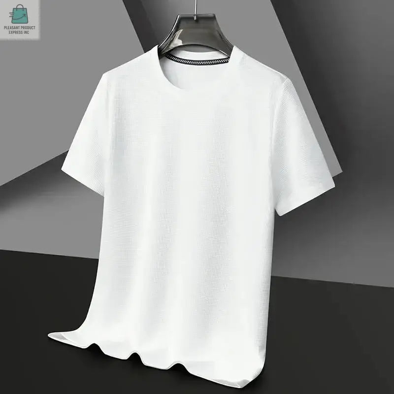 Summer Waffle Round Neck Short Sleeved Men T-shirtPleasant Product