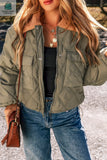 Teddy Collar Flap Pockets Quilted Puffer Jacket-0