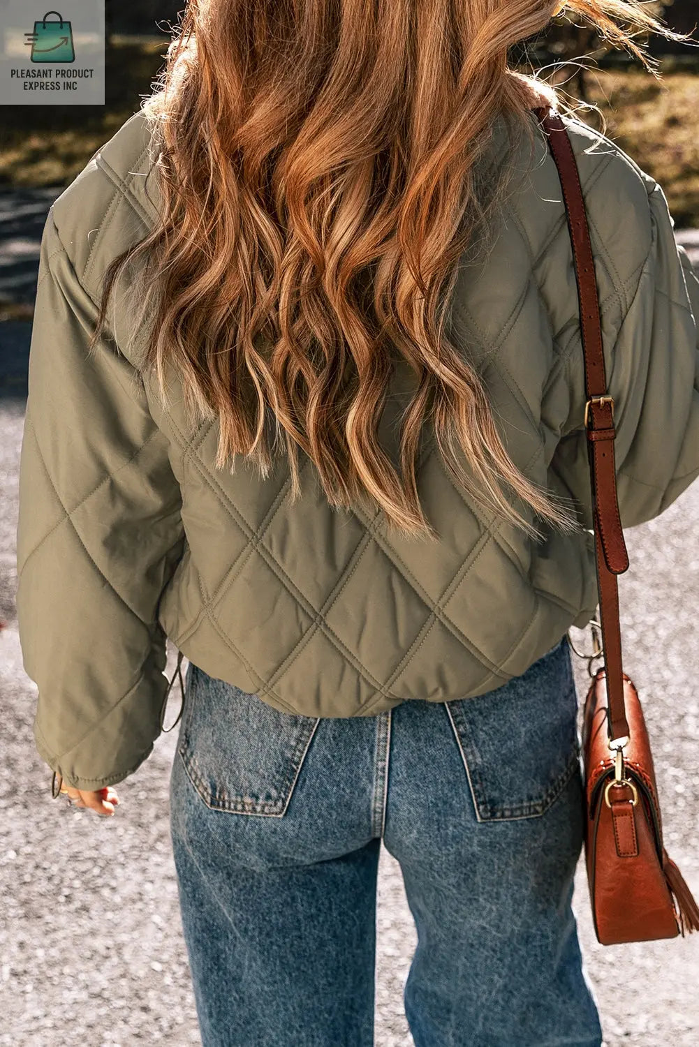 Teddy Collar Flap Pockets Quilted Puffer Jacket-1