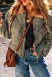 Teddy Collar Flap Pockets Quilted Puffer Jacket-2