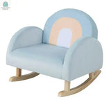 Toddler Rocking Chair with Solid Rubber Wood Frame Soft Velvet Cover-Blue-1