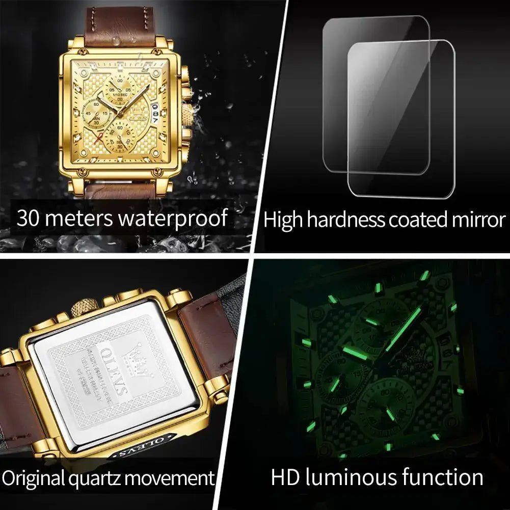 Top Brand Men's Watches Luxury Square Quartz WristPleasant Product