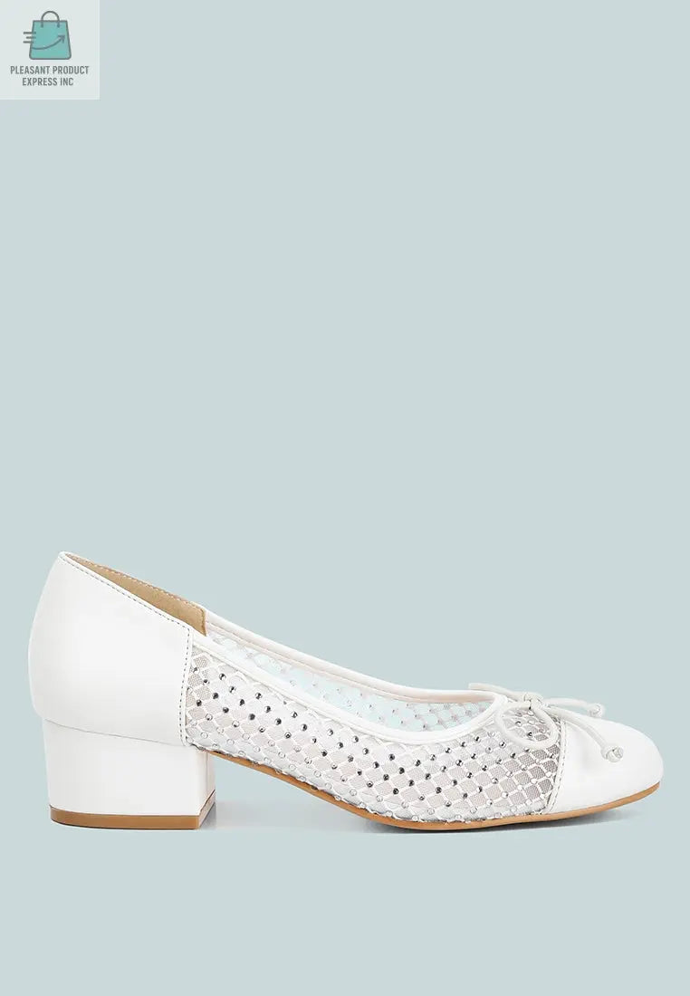 Tudum Rhinestone Detail Mesh Ballerinas-0