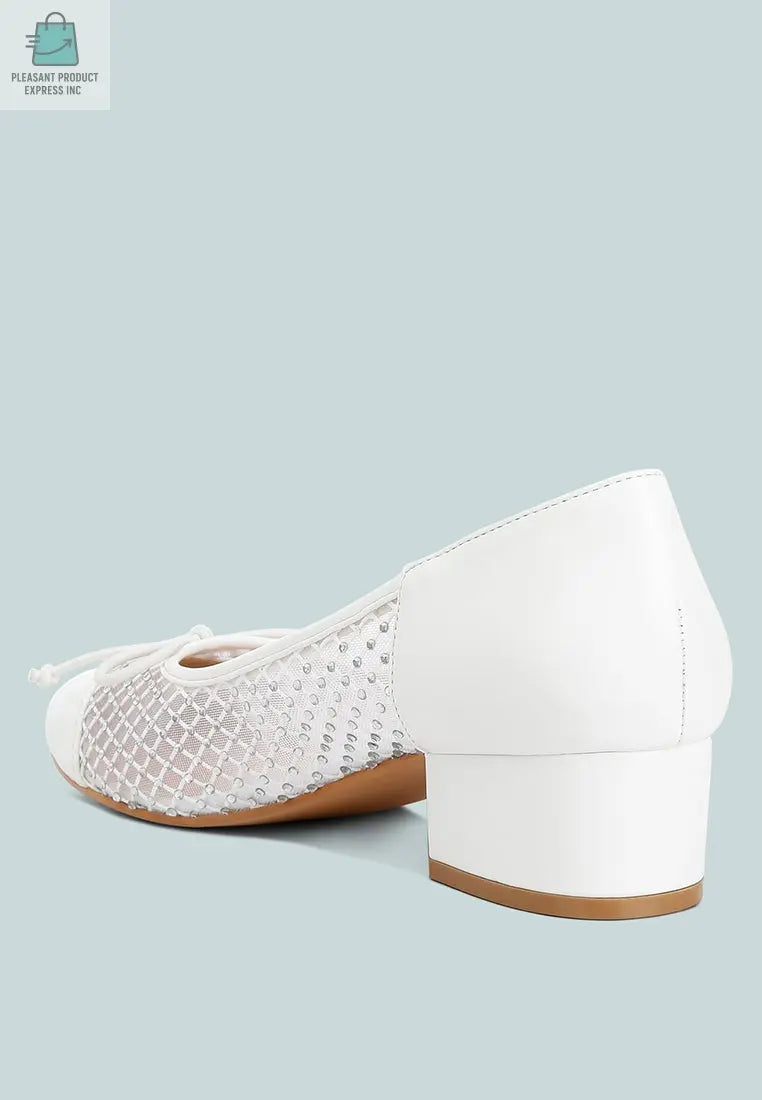 Tudum Rhinestone Detail Mesh Ballerinas-2