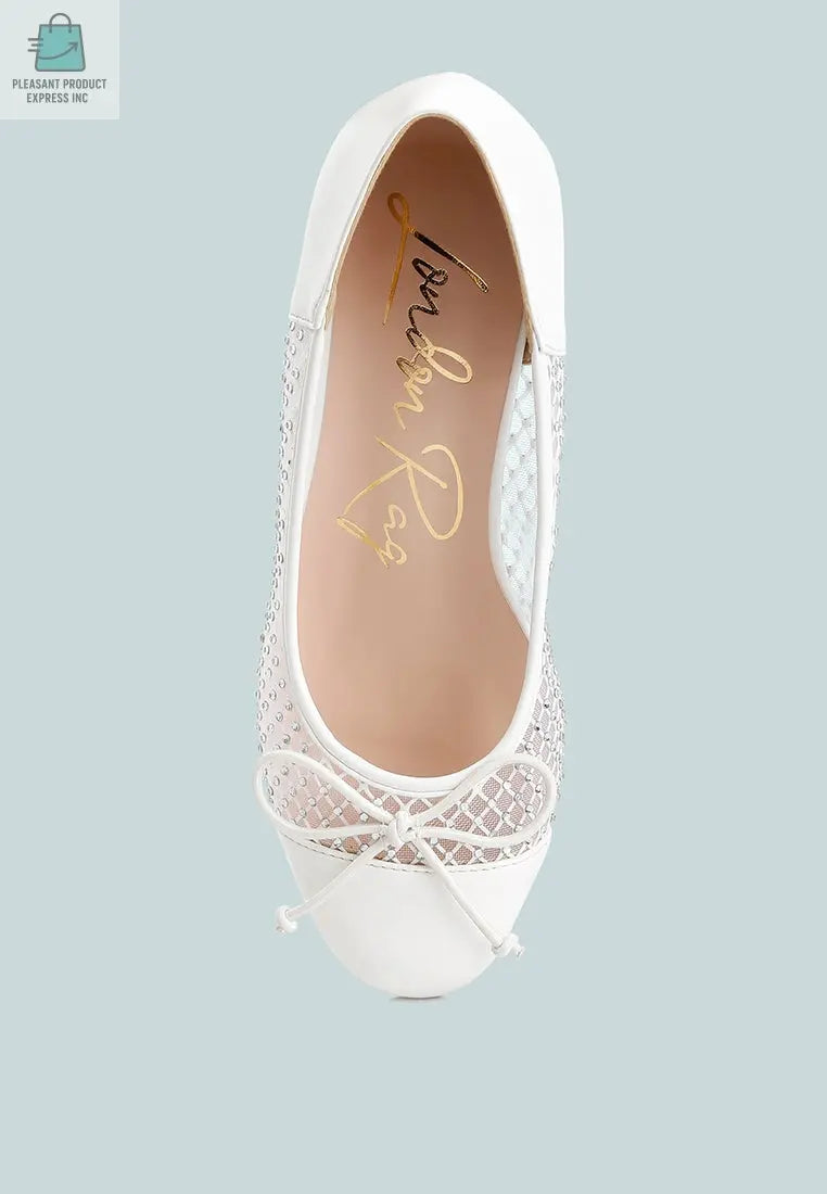 Tudum Rhinestone Detail Mesh Ballerinas-3