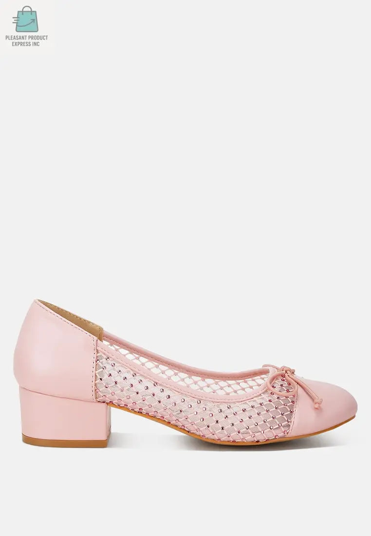 Tudum Rhinestone Detail Mesh Ballerinas-5