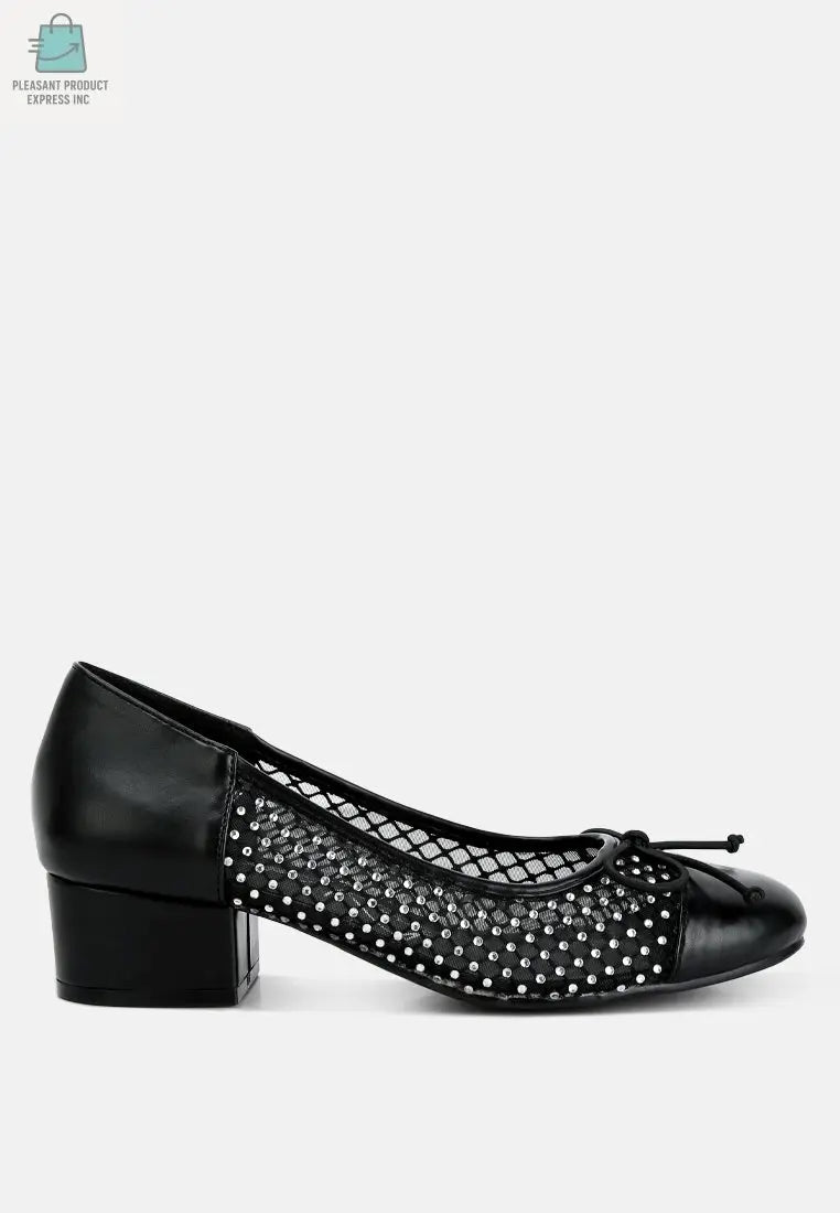 Tudum Rhinestone Detail Mesh Ballerinas-6