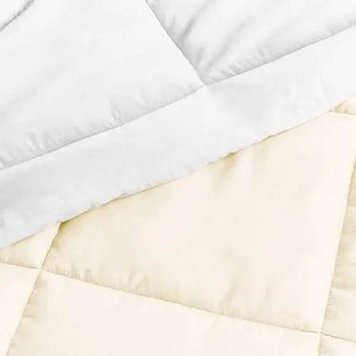 Twin/Twin XL 2-Piece Microfiber Reversible Comforter Set in White and Cream-1