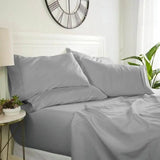 Twin size 4 Piece Grey Wrinkle Resistant Microfiber Polyester Sheet Set-0