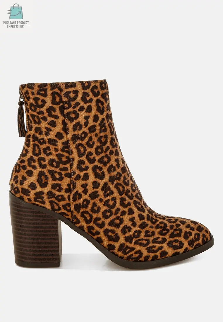 Veyara Leopard Print Block Heel Boots-0