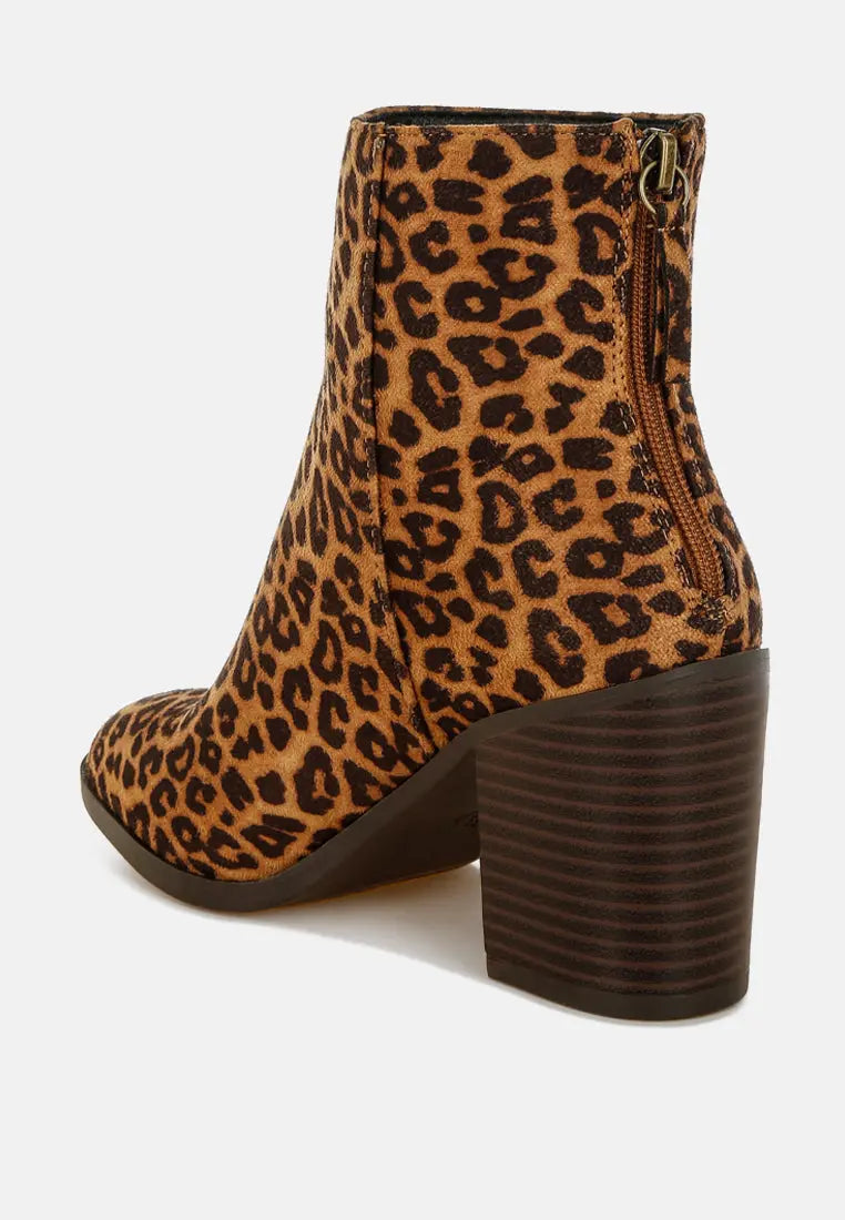 Veyara Leopard Print Block Heel Boots-2