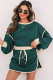 Violeta Loose Pullover and Lace-up Waist Skort Set-0