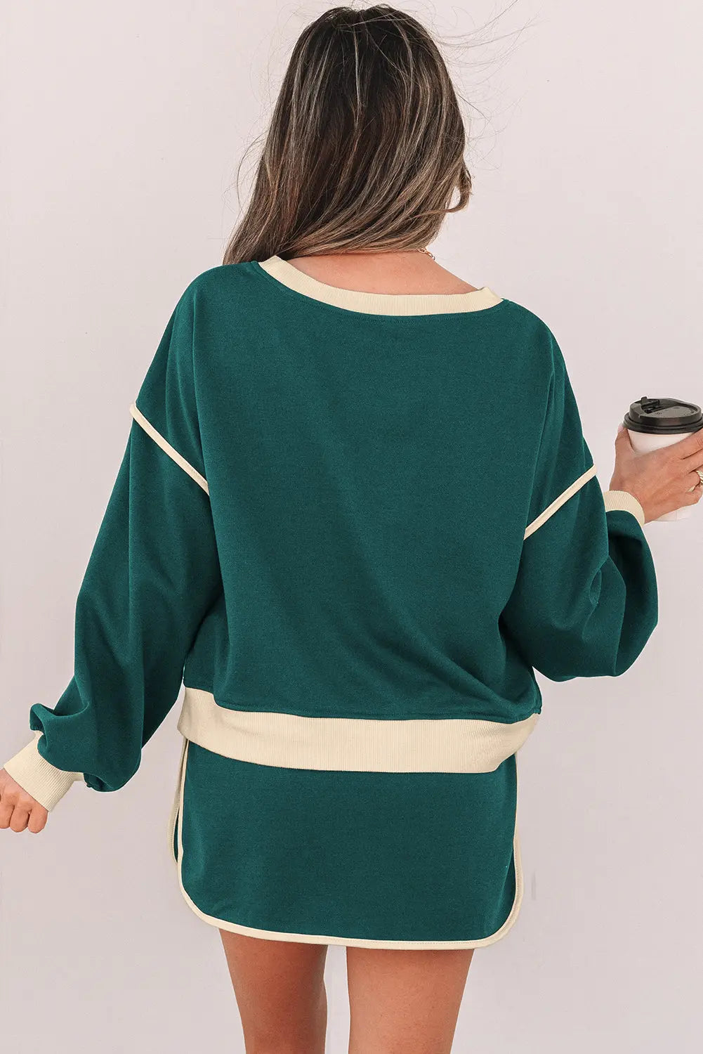 Violeta Loose Pullover and Lace-up Waist Skort Set-1