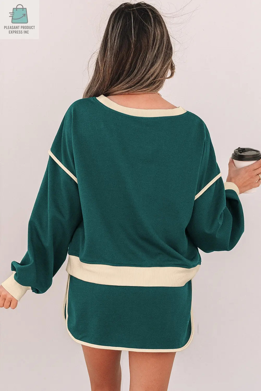 Violeta Loose Pullover and Lace-up Waist Skort Set-1