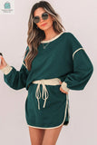 Violeta Loose Pullover and Lace-up Waist Skort Set-2