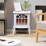 White Electric Fireplace Heater with Realistic Log Flame LED-1