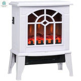 White Electric Fireplace Heater with Realistic Log Flame LED-2