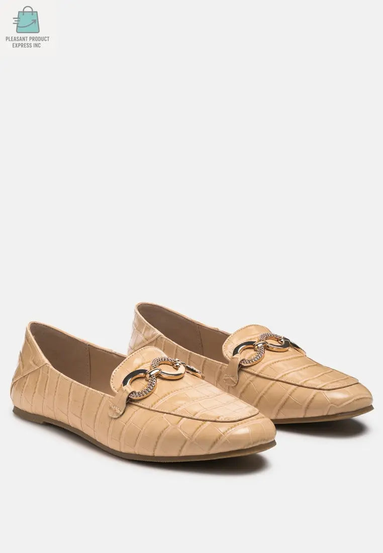 Wibele Croc Textured Metal Show Detail Loafers-1