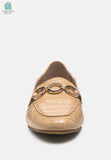 Wibele Croc Textured Metal Show Detail Loafers-3