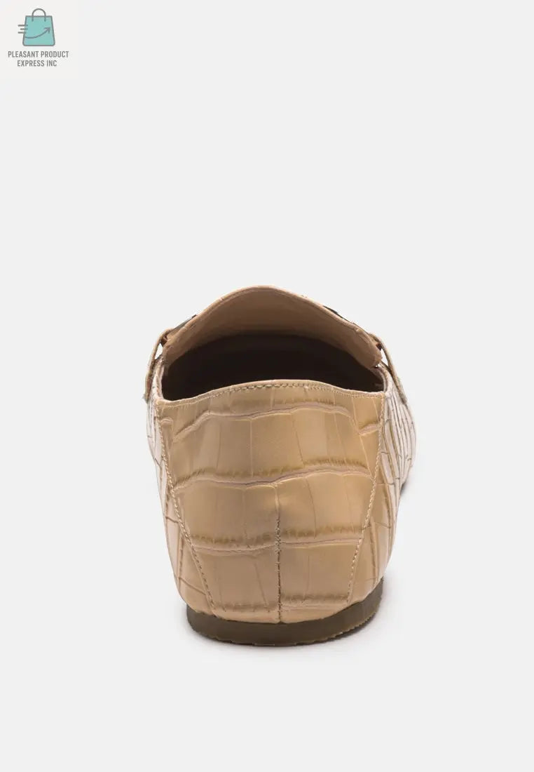 Wibele Croc Textured Metal Show Detail Loafers-4