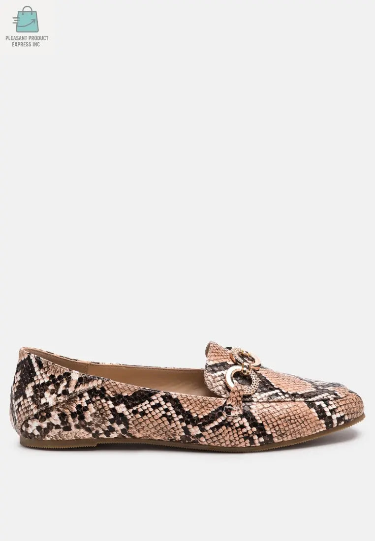 Wibele Croc Textured Metal Show Detail Loafers-5