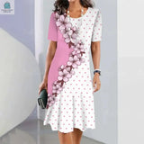 Women's Dresses Floral Patchwork Printed Casual Short SleevePleasant Product