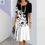 Women's Dresses Floral Patchwork Printed Casual Short SleevePleasant Product