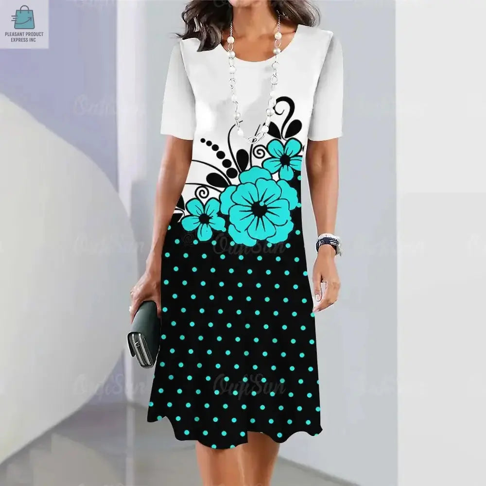 Women's Dresses Floral Patchwork Printed Casual Short SleevePleasant Product