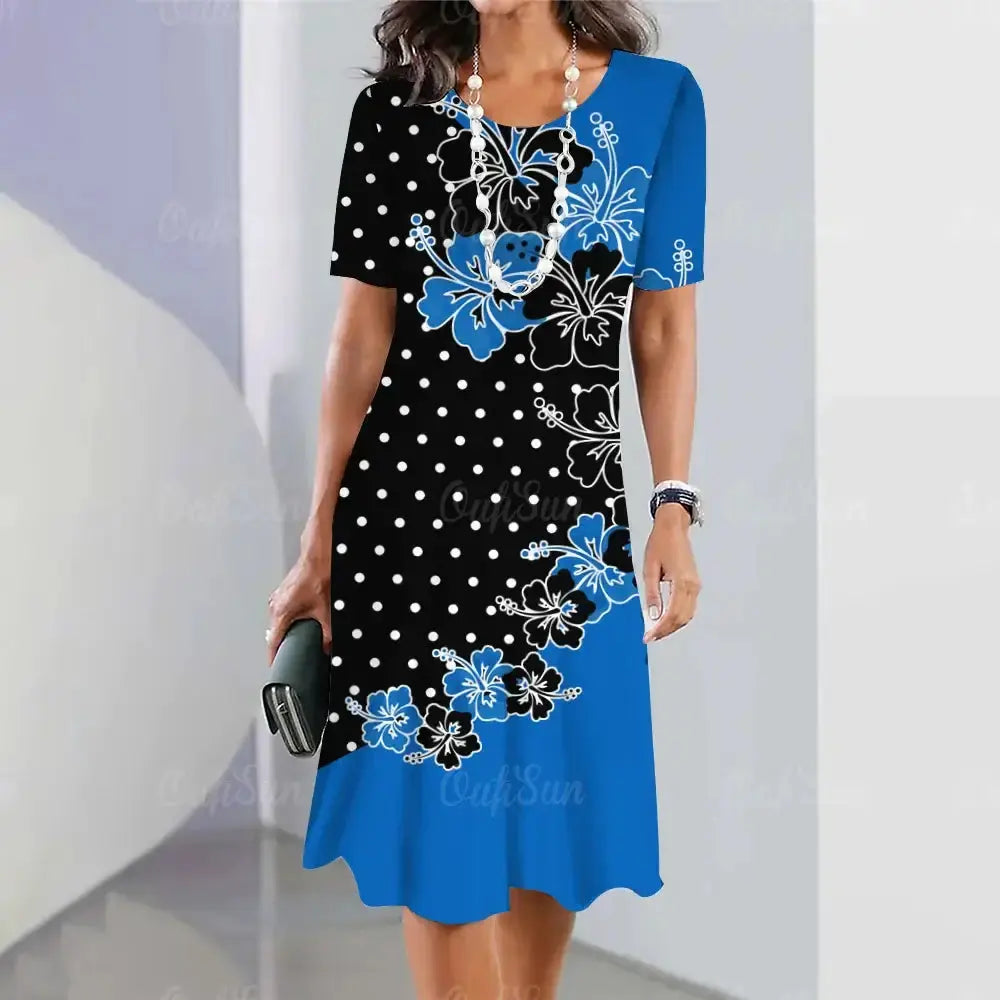 Women's Dresses Floral Patchwork Printed Casual Short SleevePleasant Product