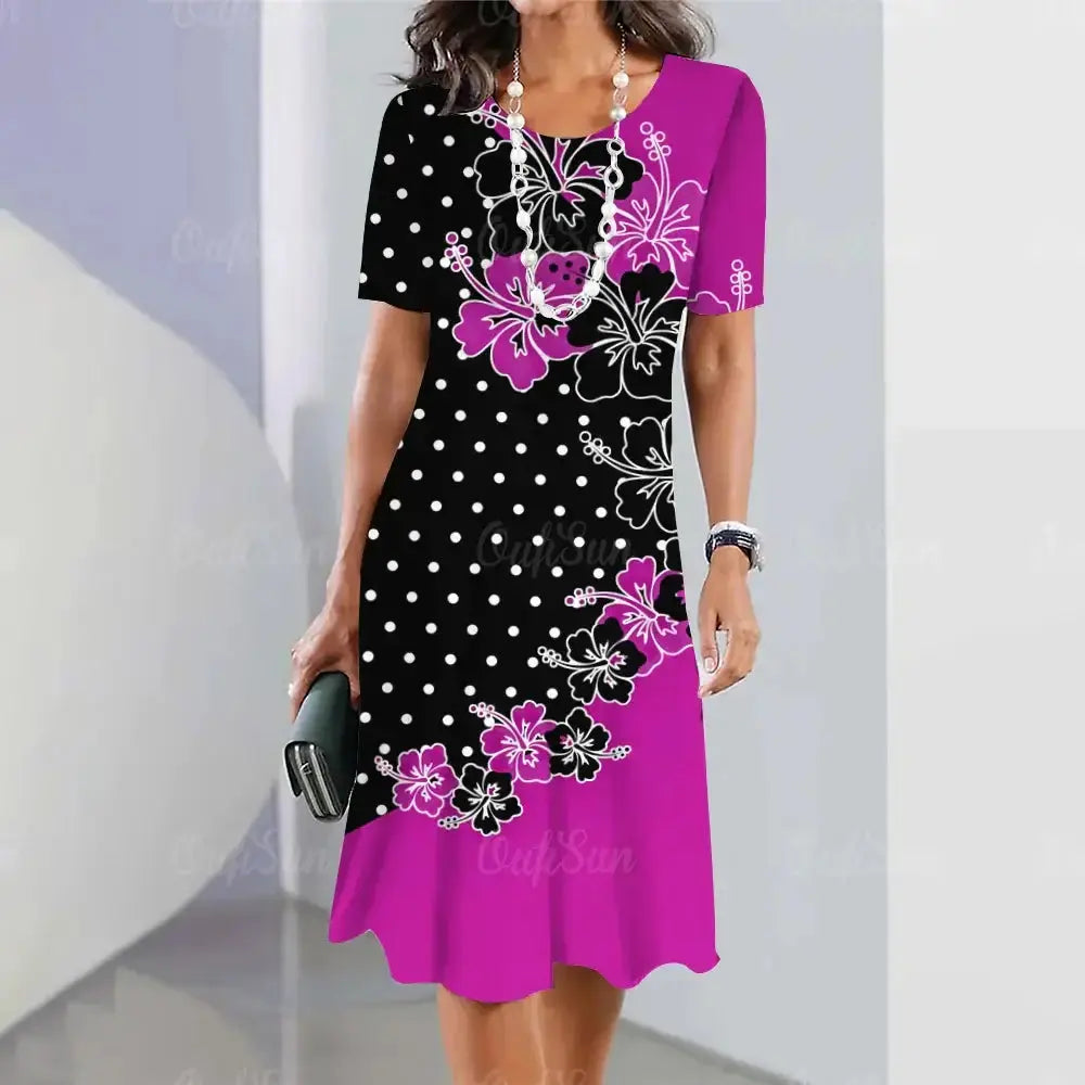 Women's Dresses Floral Patchwork Printed Casual Short SleevePleasant Product