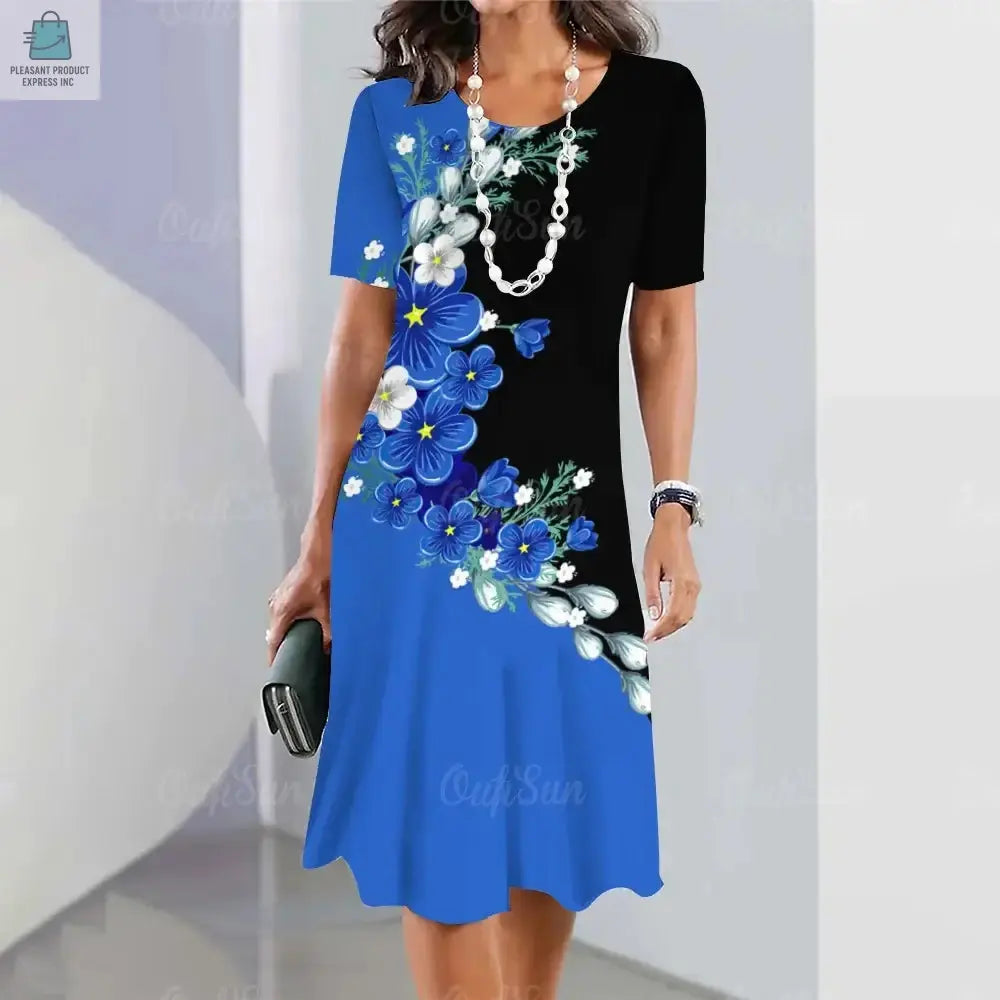 Women's Dresses Floral Patchwork Printed Casual Short SleevePleasant Product
