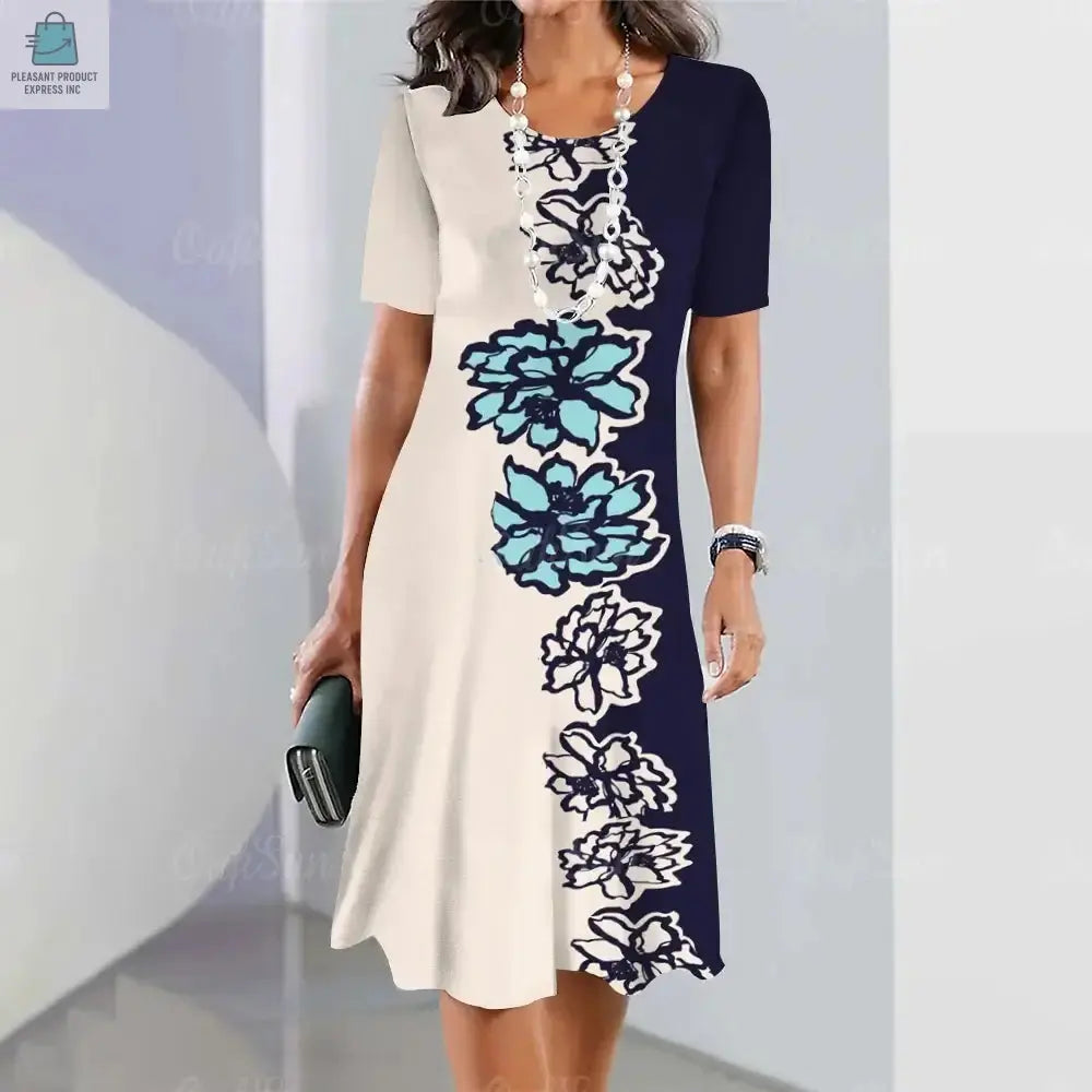 Women's Dresses Floral Patchwork Printed Casual Short SleevePleasant Product