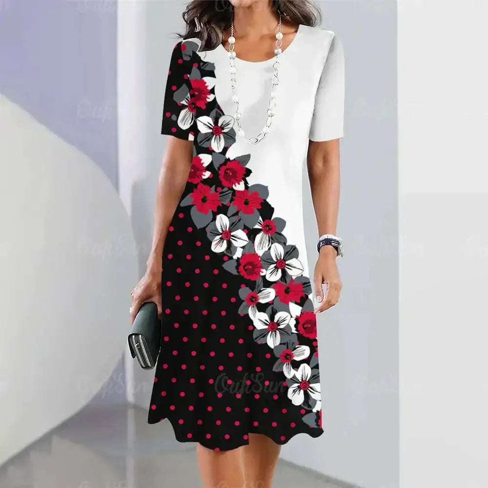 Women's Dresses Floral Patchwork Printed Casual Short SleevePleasant Product