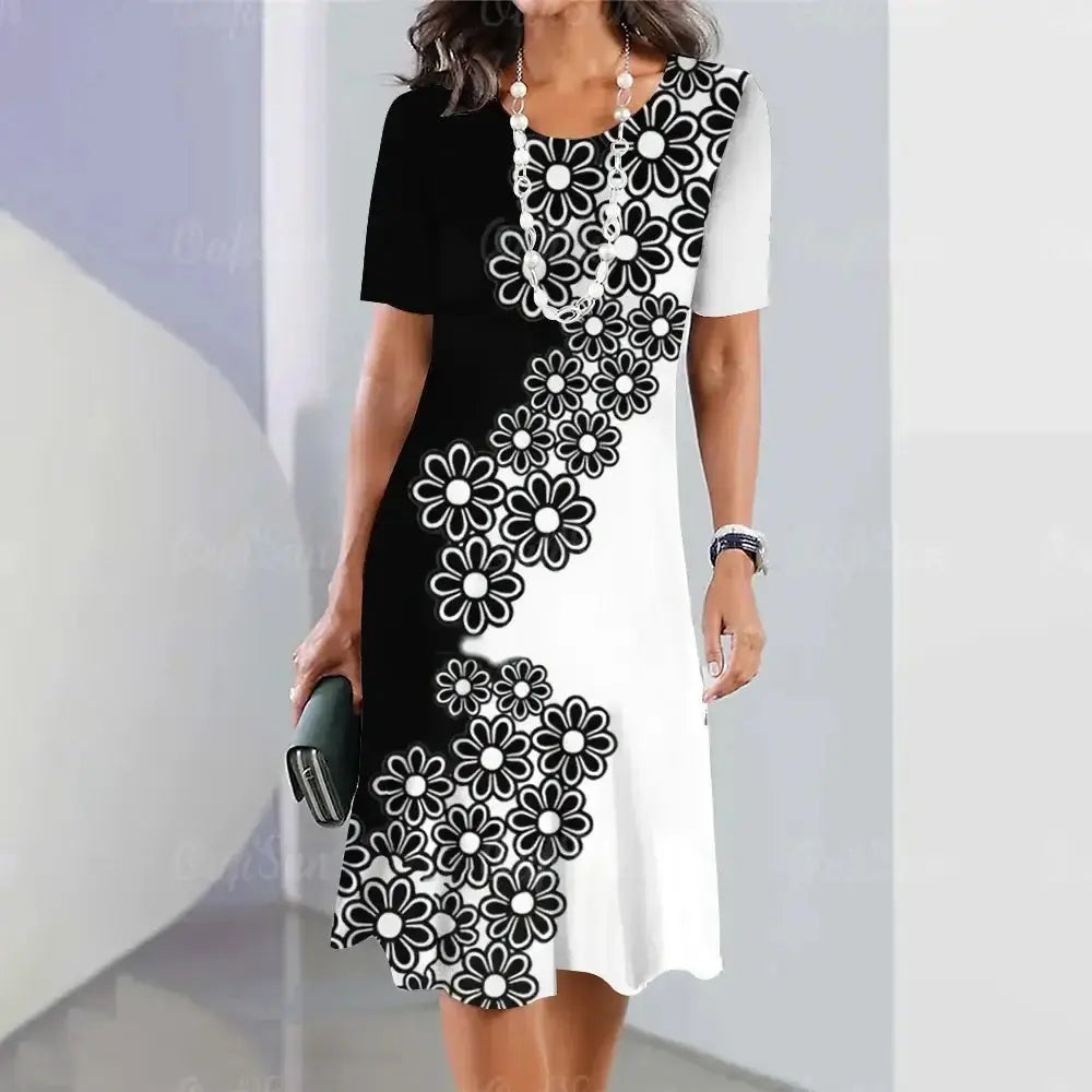 Women's Dresses Floral Patchwork Printed Casual Short SleevePleasant Product