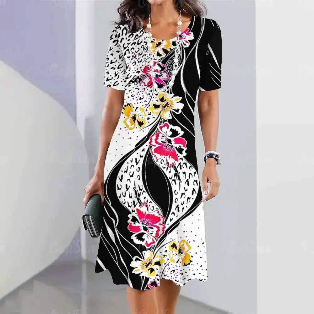 Women's Dresses Floral Patchwork Printed Casual Short SleevePleasant Product