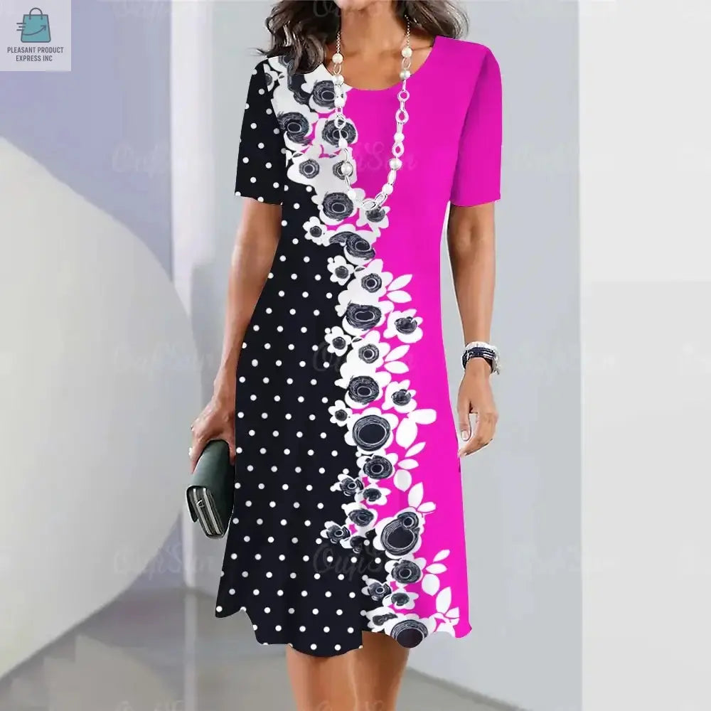 Women's Dresses Floral Patchwork Printed Casual Short SleevePleasant Product