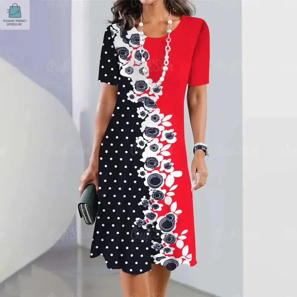 Women's Dresses Floral Patchwork Printed Casual Short SleevePleasant Product