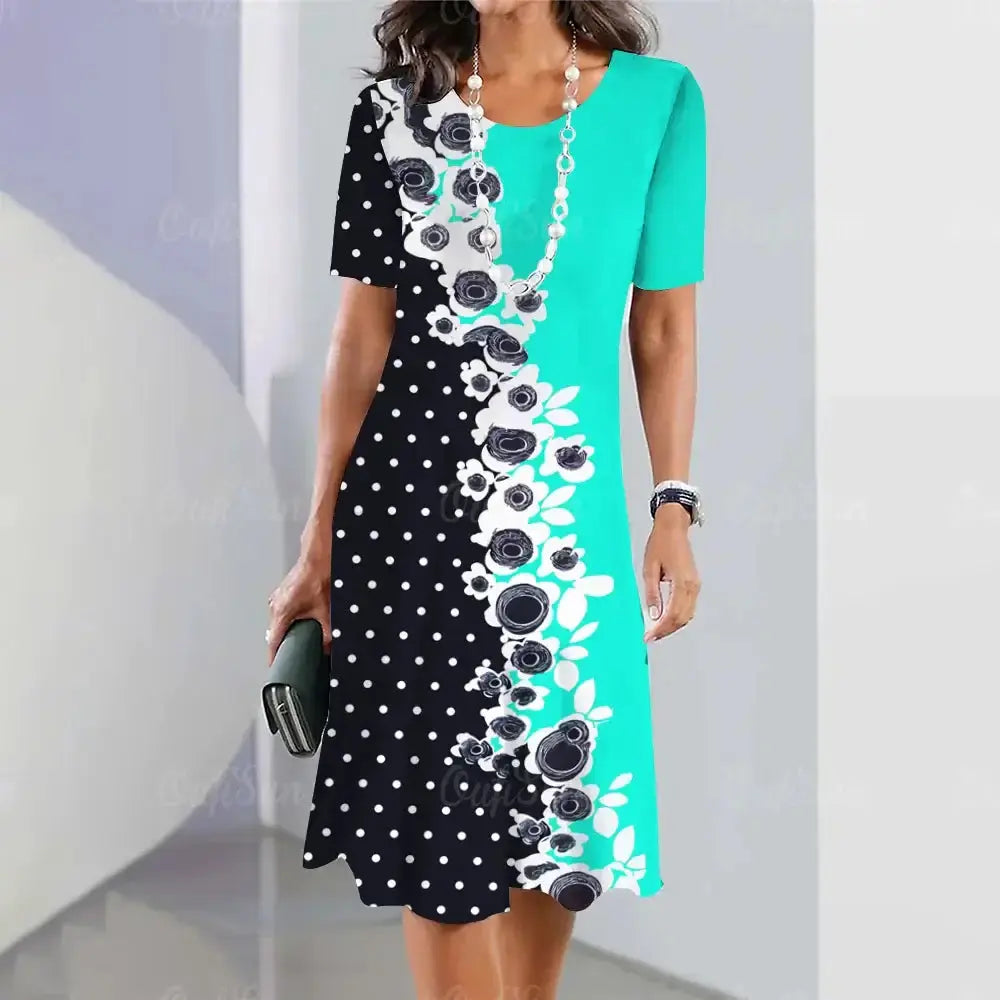 Women's Dresses Floral Patchwork Printed Casual Short SleevePleasant Product