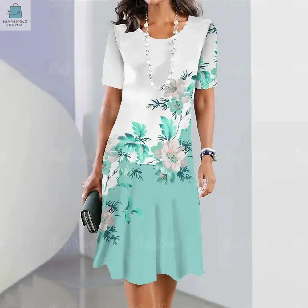Women's Dresses Floral Patchwork Printed Casual Short SleevePleasant Product