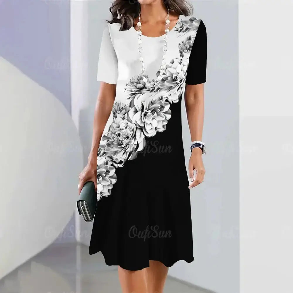 Women's Dresses Floral Patchwork Printed Casual Short SleevePleasant Product