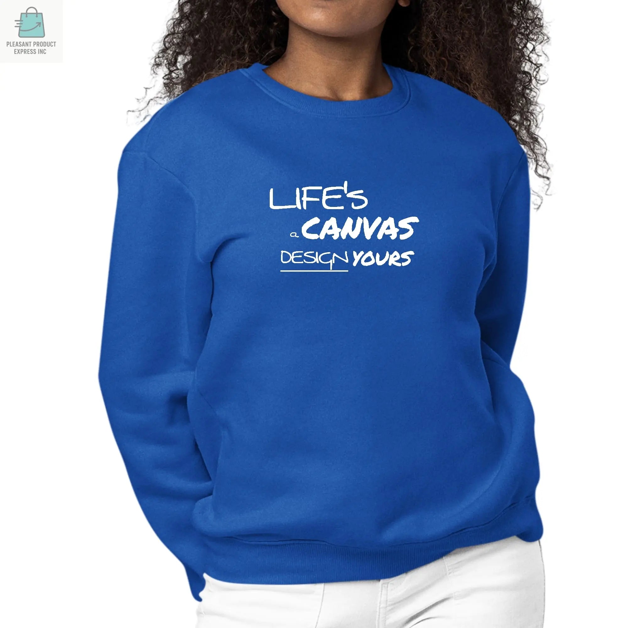 Womens Graphic Sweatshirt Life's a Canvas Design Yours Motivational-3