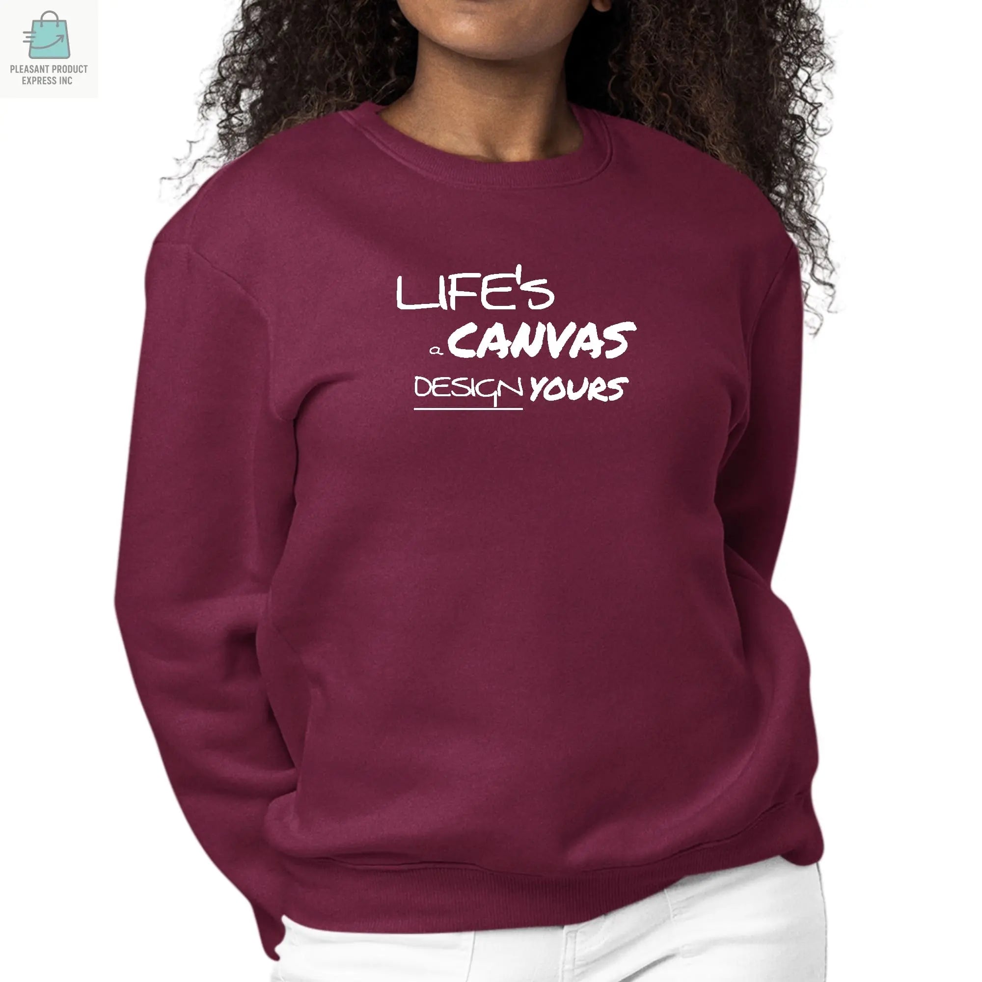 Womens Graphic Sweatshirt Life's a Canvas Design Yours Motivational-5