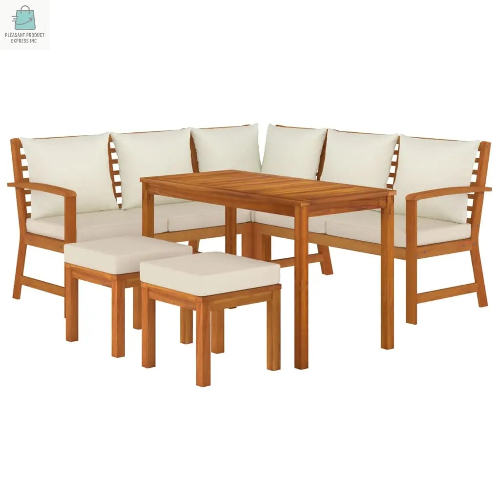 vidaXL 6 Piece Patio Dining Set with Cushions Solid Wood Acacia-1