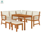 vidaXL 6 Piece Patio Dining Set with Cushions Solid Wood Acacia-1