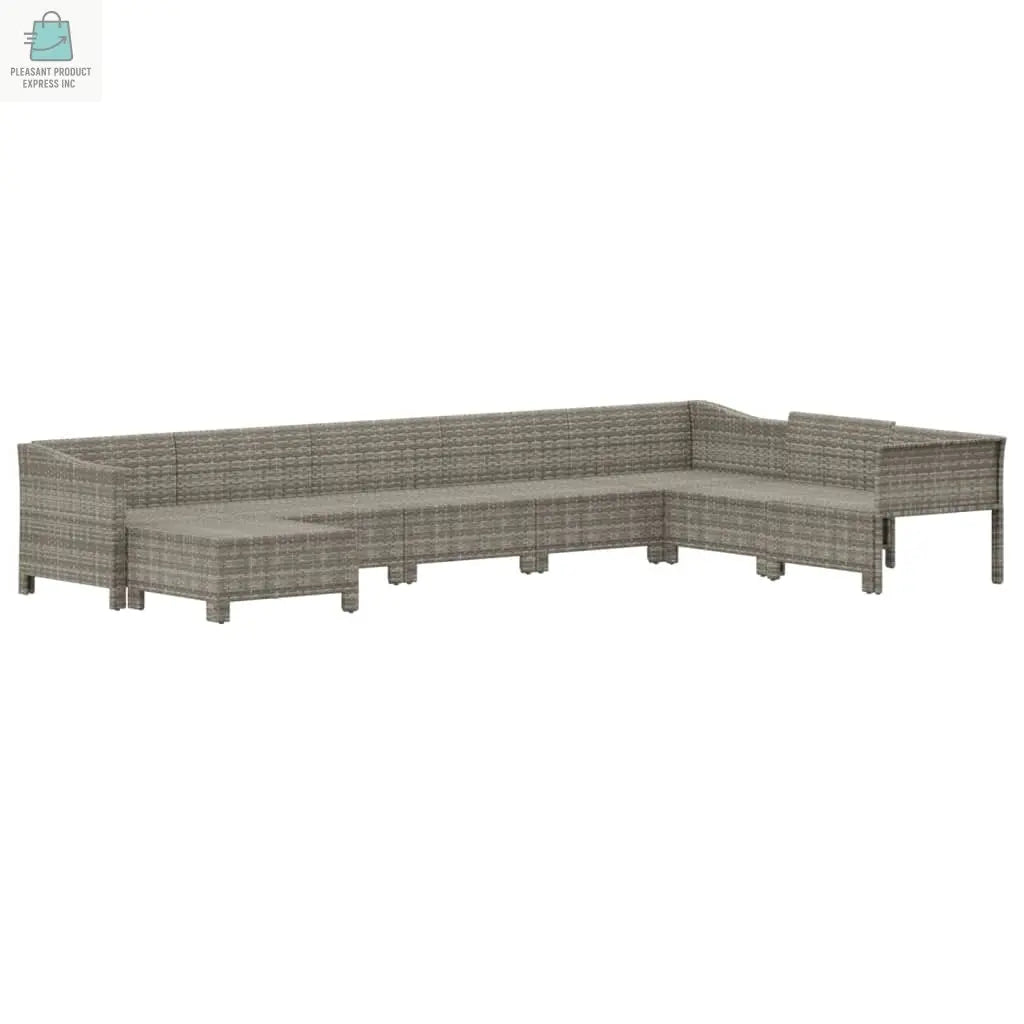 vidaXL 8 Piece Patio Lounge Set with Cushions Gray Poly Rattan-3