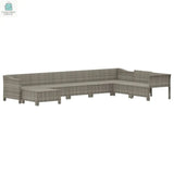 vidaXL 8 Piece Patio Lounge Set with Cushions Gray Poly Rattan-3