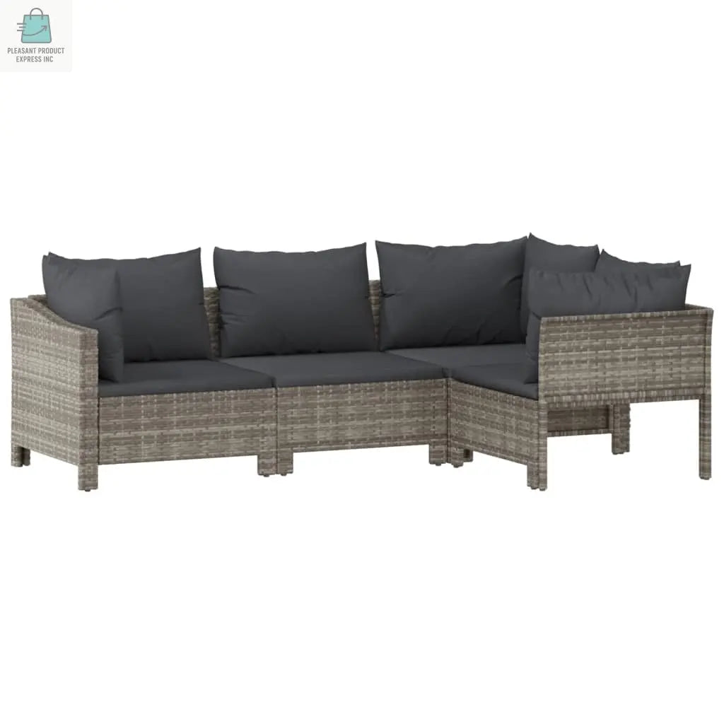 vidaXL 8 Piece Patio Lounge Set with Cushions Gray Poly Rattan-4